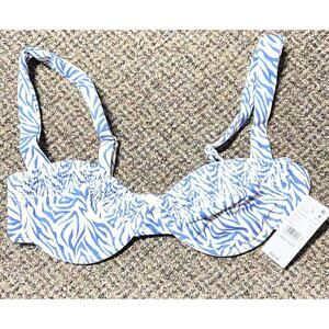 PacSun Swim Eco Bikini Top, Blue With White, Womens Medium, NWT